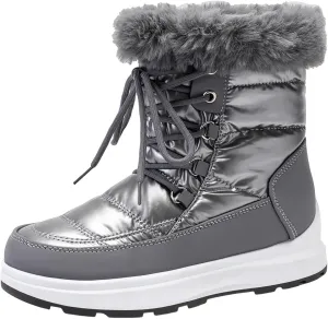Fashion Women Winter Water Proof Flat Lace Up Keep Warm Snow Boots Comfortable Mid Boots Shoes Flat Snow Boots for Women