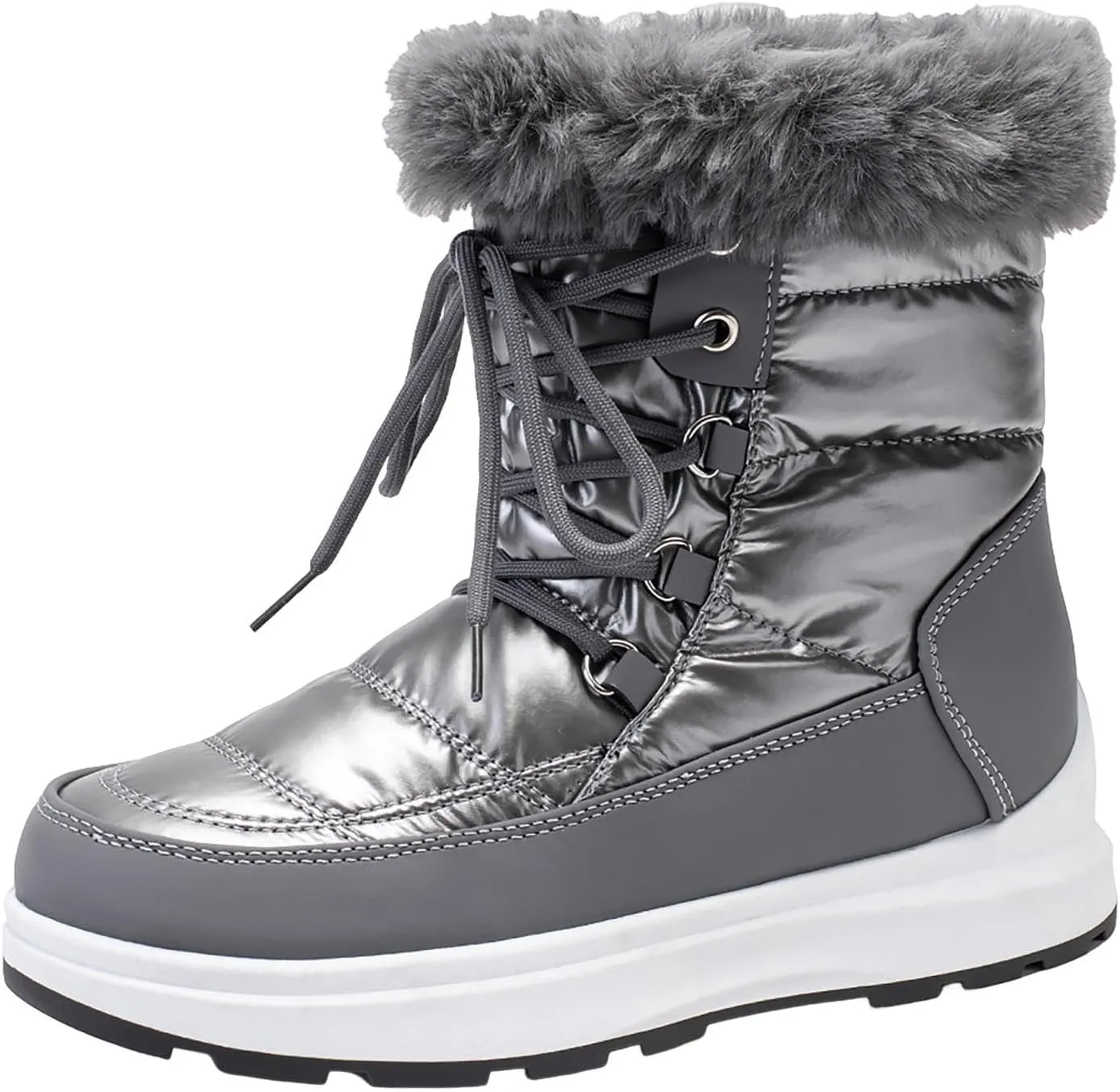 Fashion Women Winter Water Proof Flat Lace Up Keep Warm Snow Boots Comfortable Mid Boots Shoes Flat Snow Boots for Women