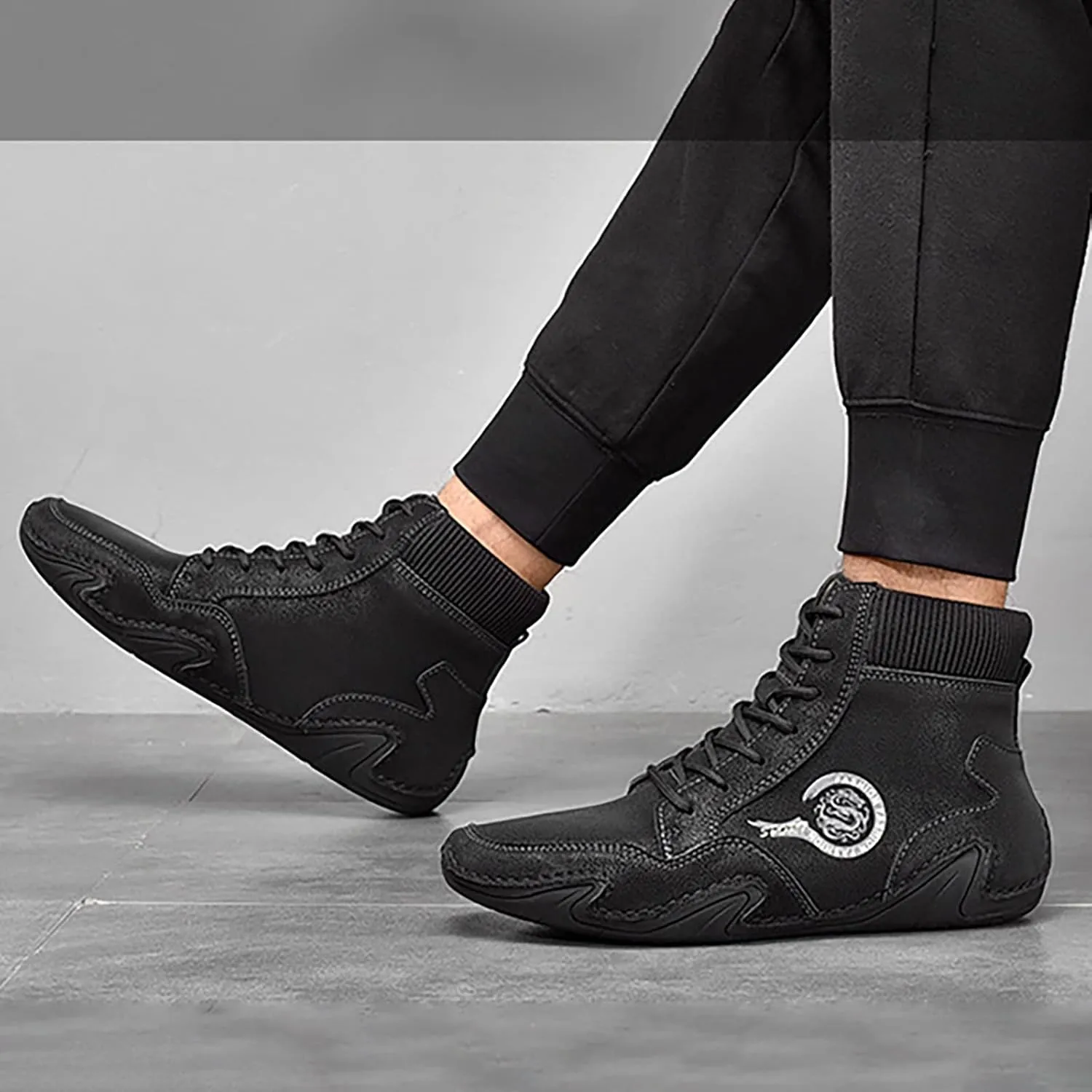 Fit Sneaker Men's Casual Shoes Korean Version High Top Shoes Round Toe Breathable Daily Mens Sneaker Slippers Size 12