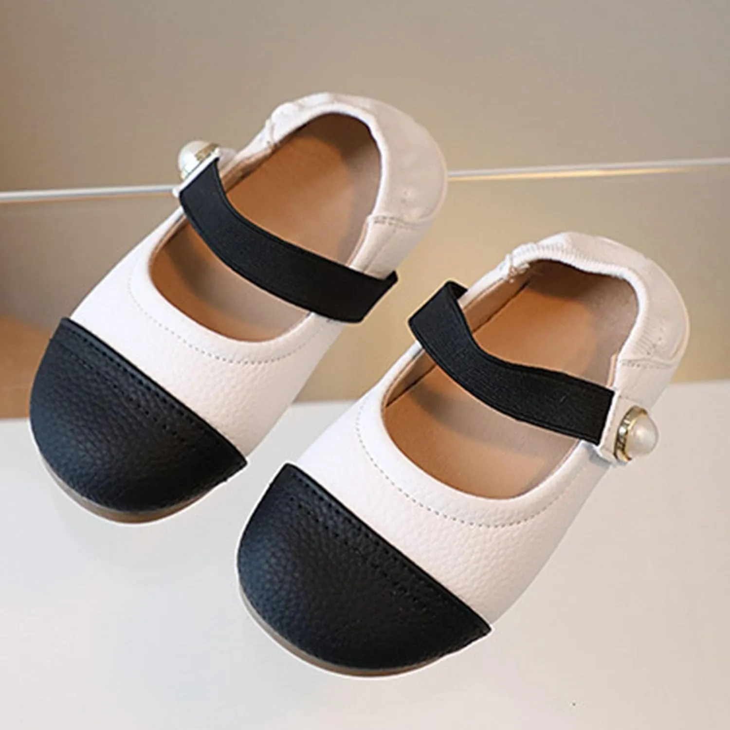 Flower Girls Color Block Dress Shoes Ballet Flat𝐬 Mary Jane School 𝗨niform Shoes for Birthday Par𝘁y Wedding
