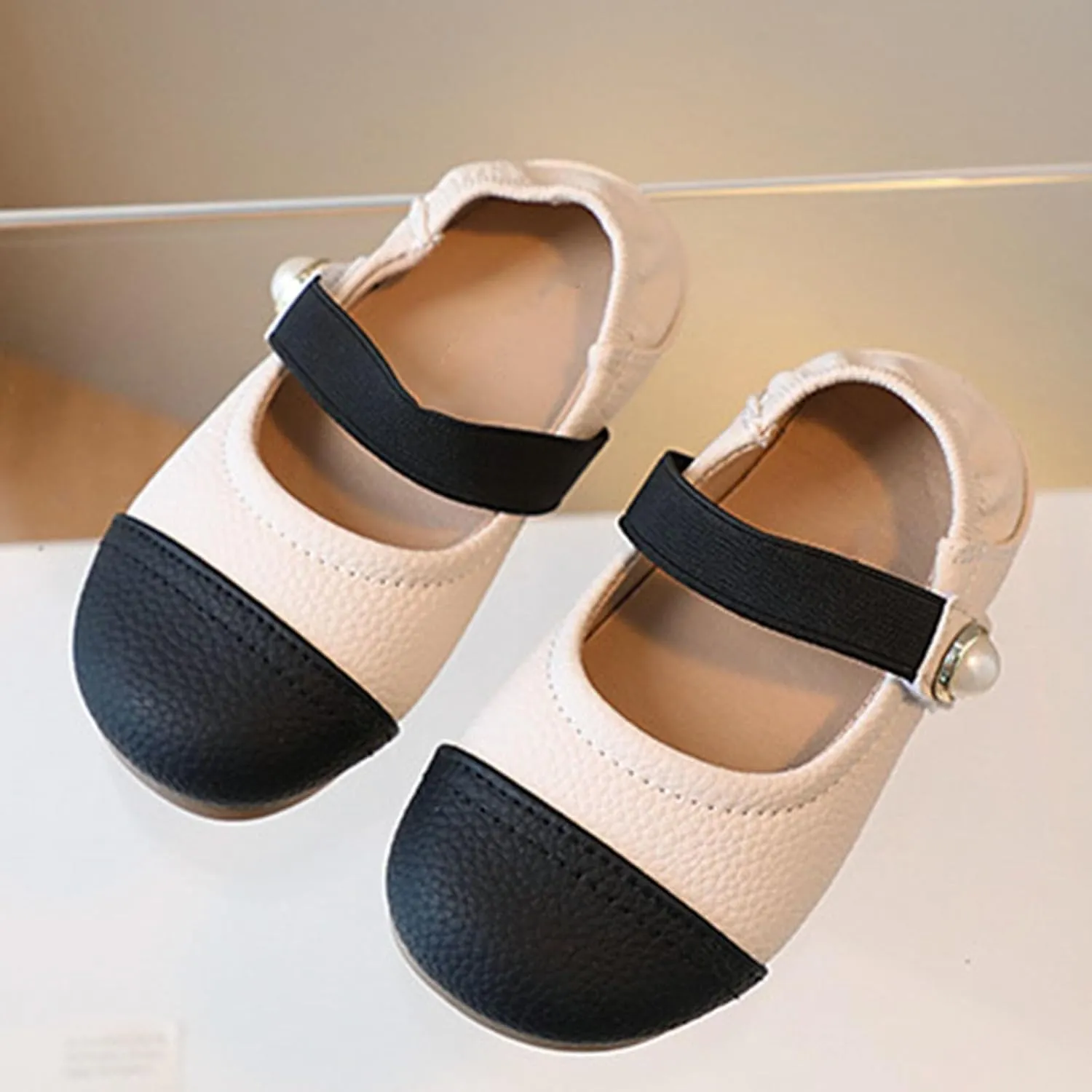 Flower Girls Color Block Dress Shoes Ballet Flat𝐬 Mary Jane School 𝗨niform Shoes for Birthday Par𝘁y Wedding