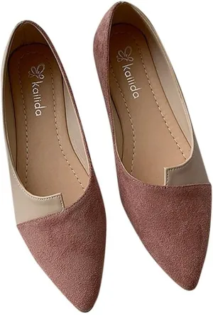 Hbeylia Ballet Flats For Women Ladies Fashion Causal Color Block Suede Pointed Toe Formal Dress Oxfords Comfortable Business Office Slip On Loafers Walking Driving Shoes For Beach Travel Wedding Party