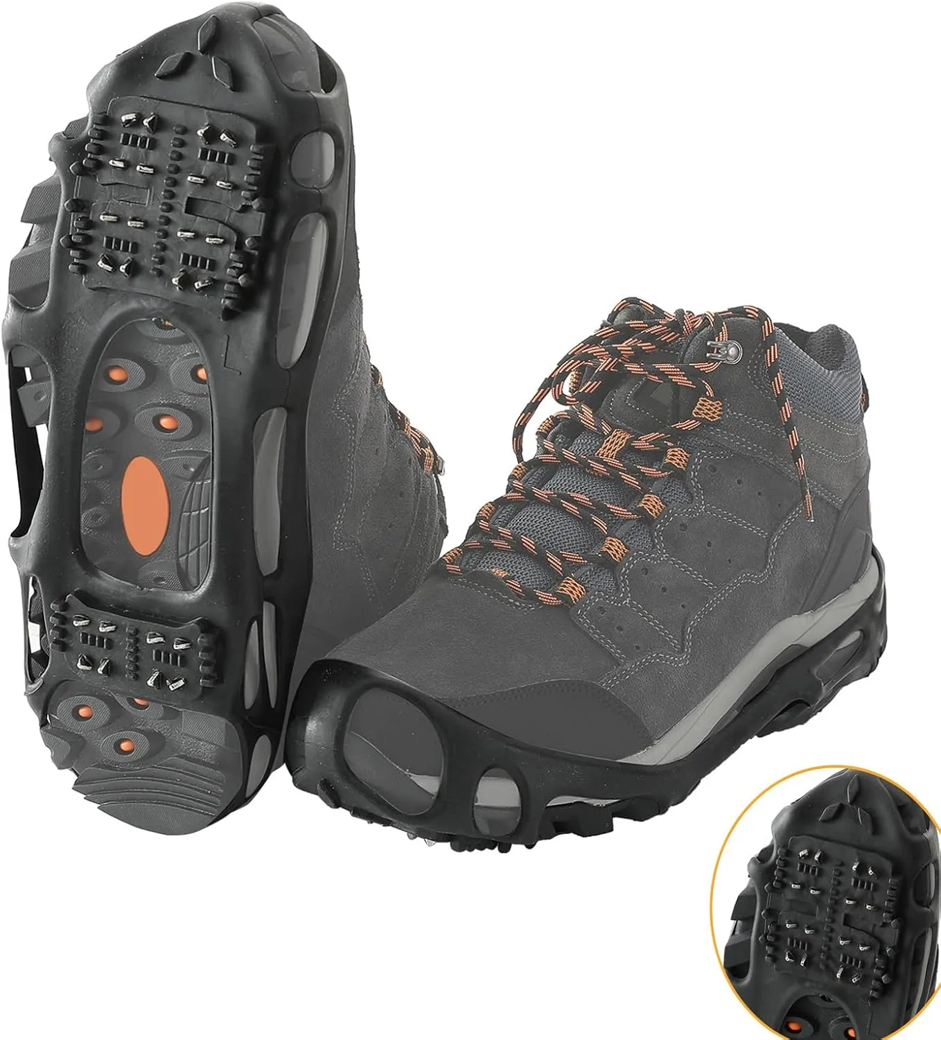 Ice Snow Grips, Anti Slip Winter Ice Grippers Universal Slip-on Stretch Fit Snow & Ice Spikes Traction Cleats Crampons