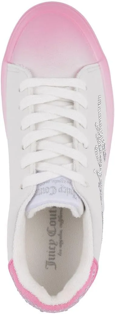 Juicy Couture Women's Platform Sneaker Glitter Script Logo  Casual Lace-Up Shoes for Everyday Style - Aurelie