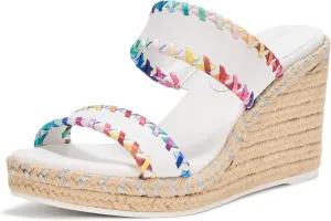 Karl Lagerfeld Paris Women's Everyday Cushioned Insole Cybil-Ankle Strap Sandal Wedge, Bright White, 9.5