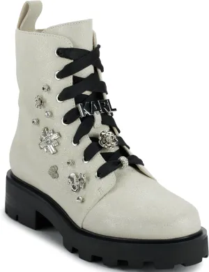 Karl Lagerfeld Paris Women's Makenzie Everyday Chelsea Boot Combat, Soft White, 10
