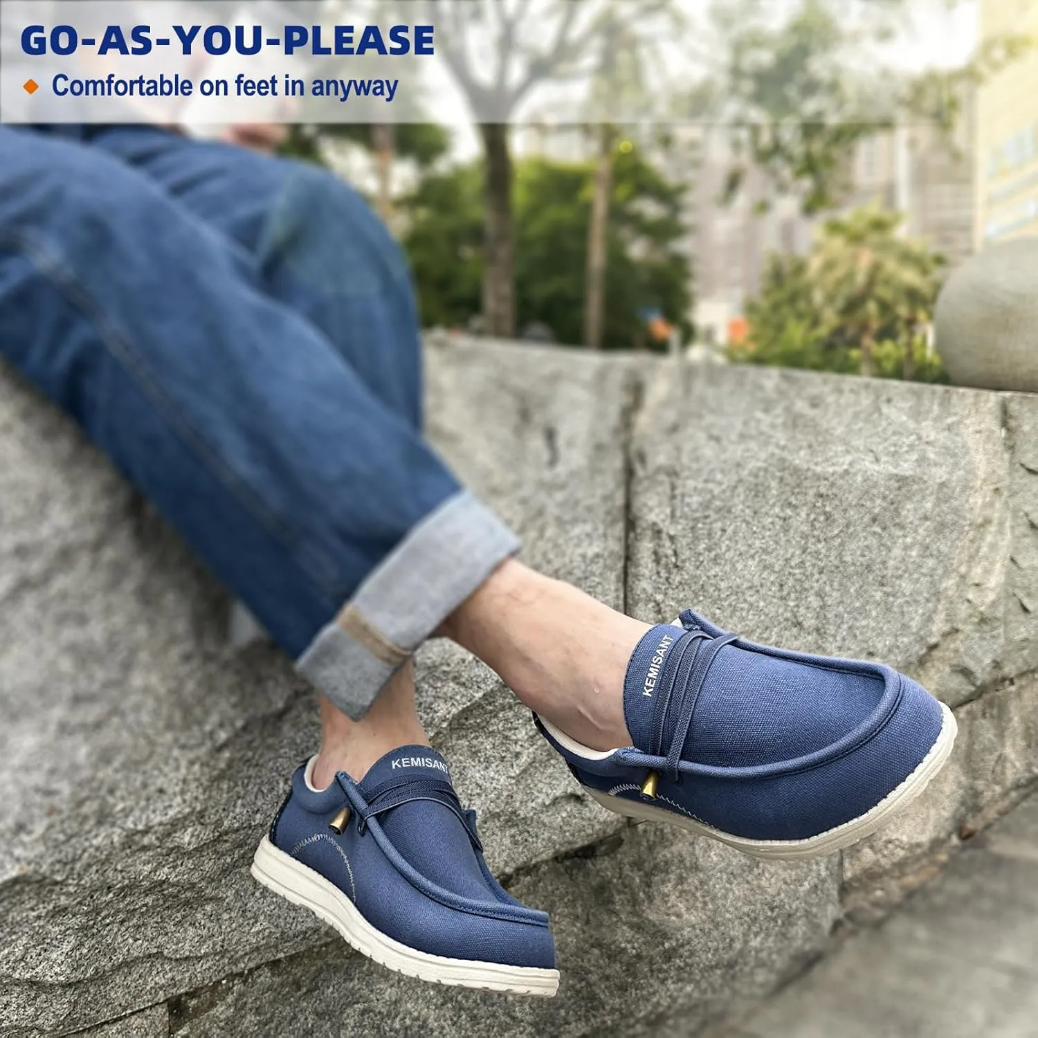 KEMISANT Men Slip On Shoes, Boat Shoes Sneaker Shoes Walking Shoes for Men Women Stretch Fit Lightweight