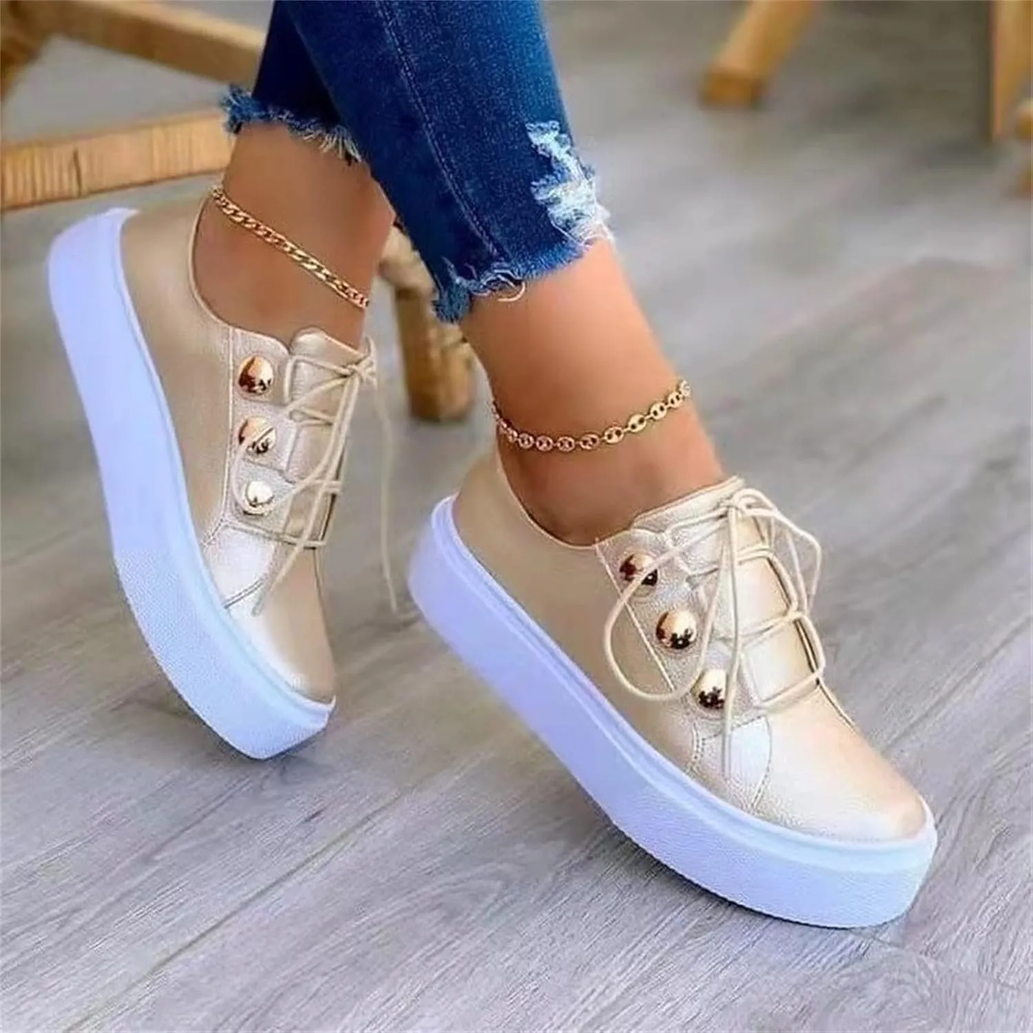 Lausiuoe Sneakers For Women Walking Shoes Comfortable Fashion Canvas Shoes Non-Slip Classic Casual Low Top Flat Loafers