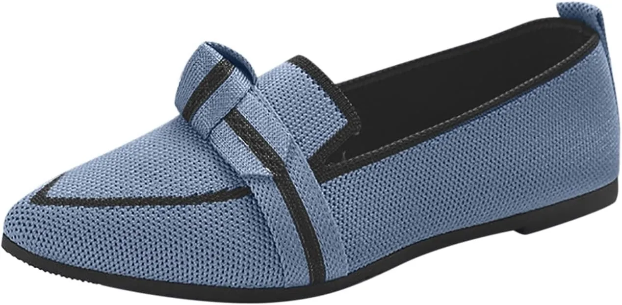 Leisure Slip On Work Fashionable Women's Large Size Flat Shoes with A Pointed Toe Breathable Single Color and Lace Up Design.