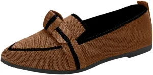 Leisure Slip On Work Fashionable Women's Large Size Flat Shoes with A Pointed Toe Breathable Single Color and Lace Up Design.