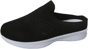 Leisure Women's Slip On Travel Soft Sole Comfortable Shoes Outdoor Mesh Runing Fashion Casual Shoes for Women Winter (Black, 7)