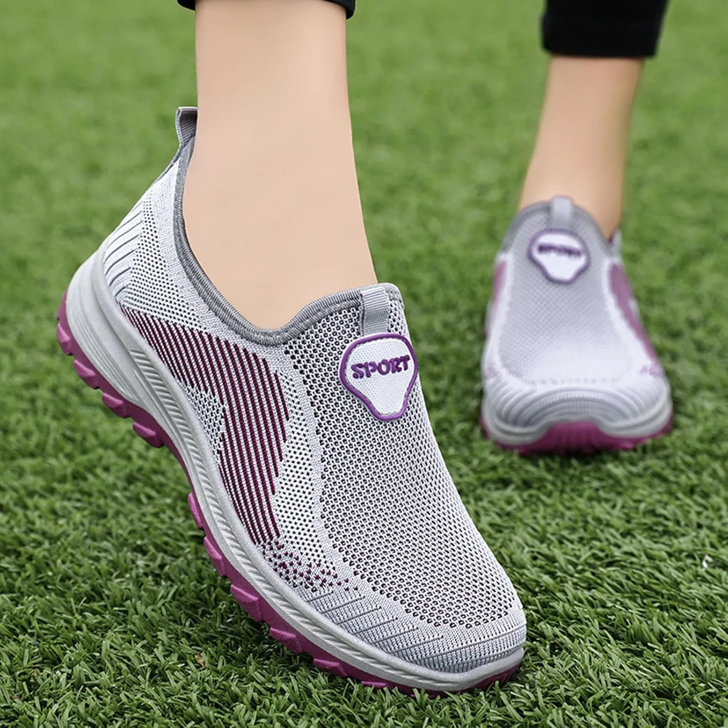 Lightweight Sneakers for Women Size 8 Wide Slip On Shoes Women Mule Sneakers Canvas Shoes for Women Platform Sneakers for Women Slip On Senior Womens Slip On Light Weight Walking Shoes