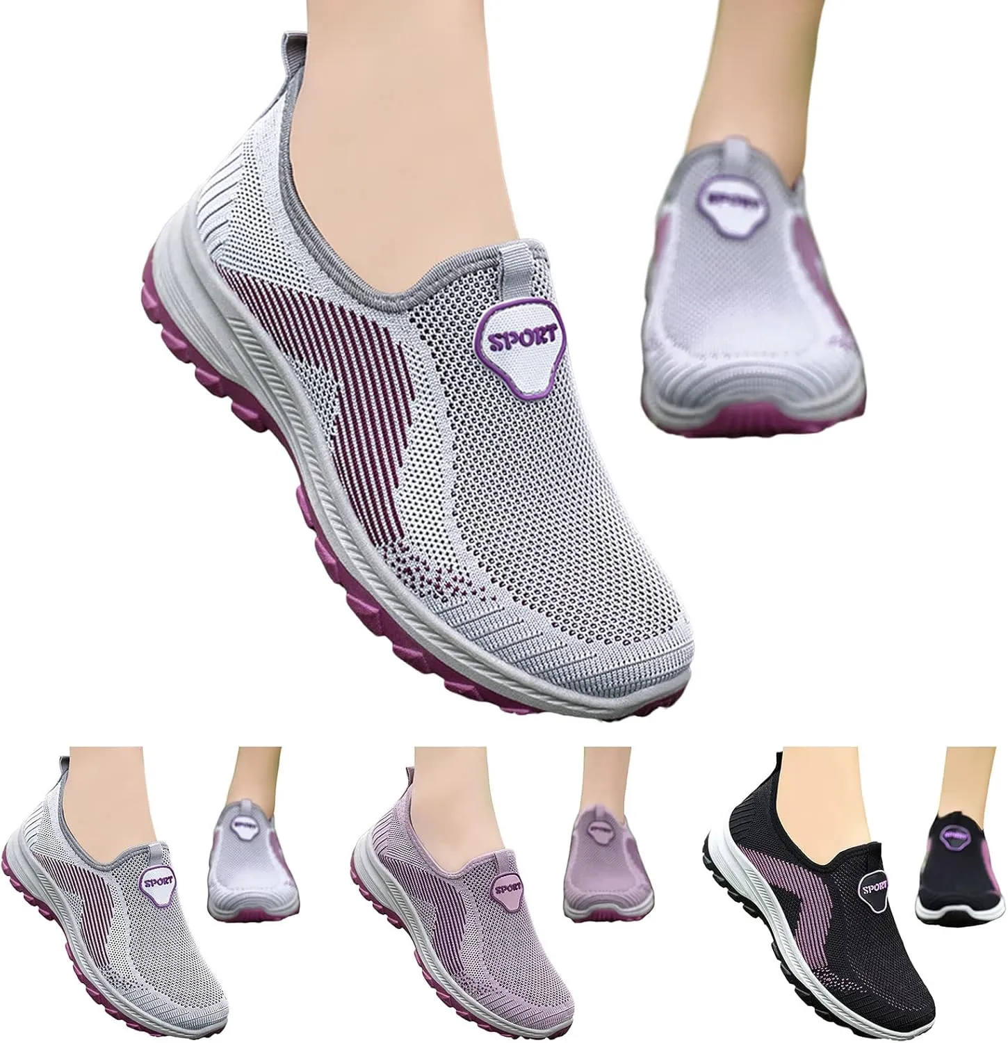 Lightweight Sneakers for Women Size 8 Wide Slip On Shoes Women Mule Sneakers Canvas Shoes for Women Platform Sneakers for Women Slip On Senior Womens Slip On Light Weight Walking Shoes
