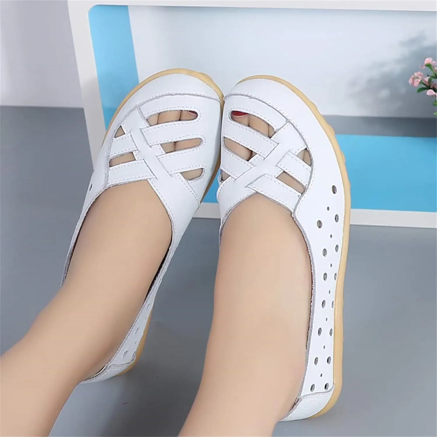 Loafer Casual Flats for Women Penny Comfort Slip On Shoes Wide Width Walking Orthopedic Loafers Comfortable Moccasins Breathable Lightweight Round Toe Nurse Loafer Driving Walking Flat Work Shoes