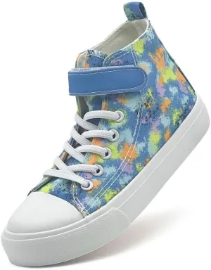 LUMUBBY Kid Shoes for Boys Girls Toddler Little Kid Canvas Mid Top Sneakers Classic Adjustable Strap Lace up Shoes for Kids Breathable Lightweight