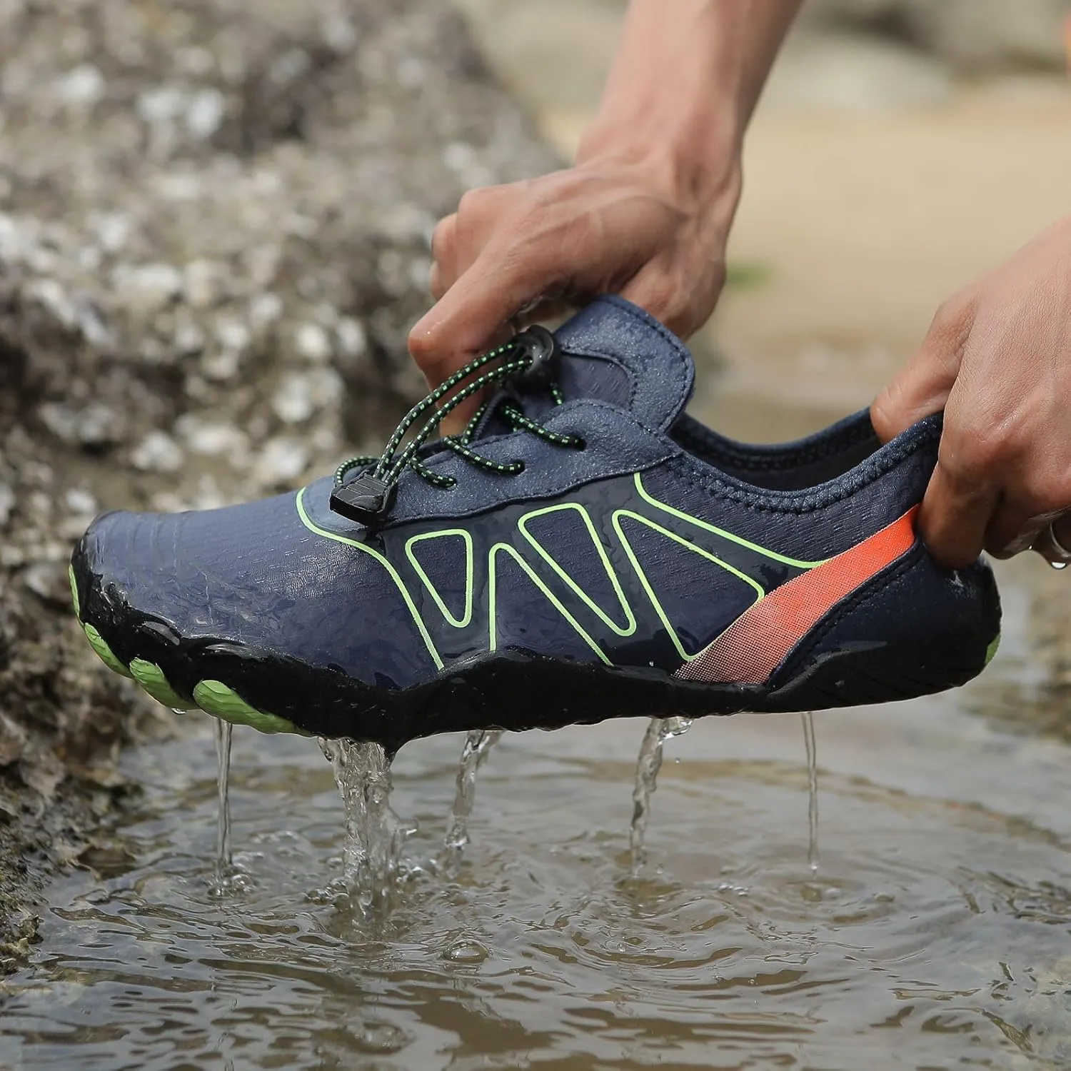 Men Barefoot Water Shoes, Beach Aqua Socks Quick Dry for Outdoor Sport Hiking, Non Slip Healthy Breathable Trail Running Footwear, Wide Toe Zero Drop Slip On Swim Pool, Beach, Surf