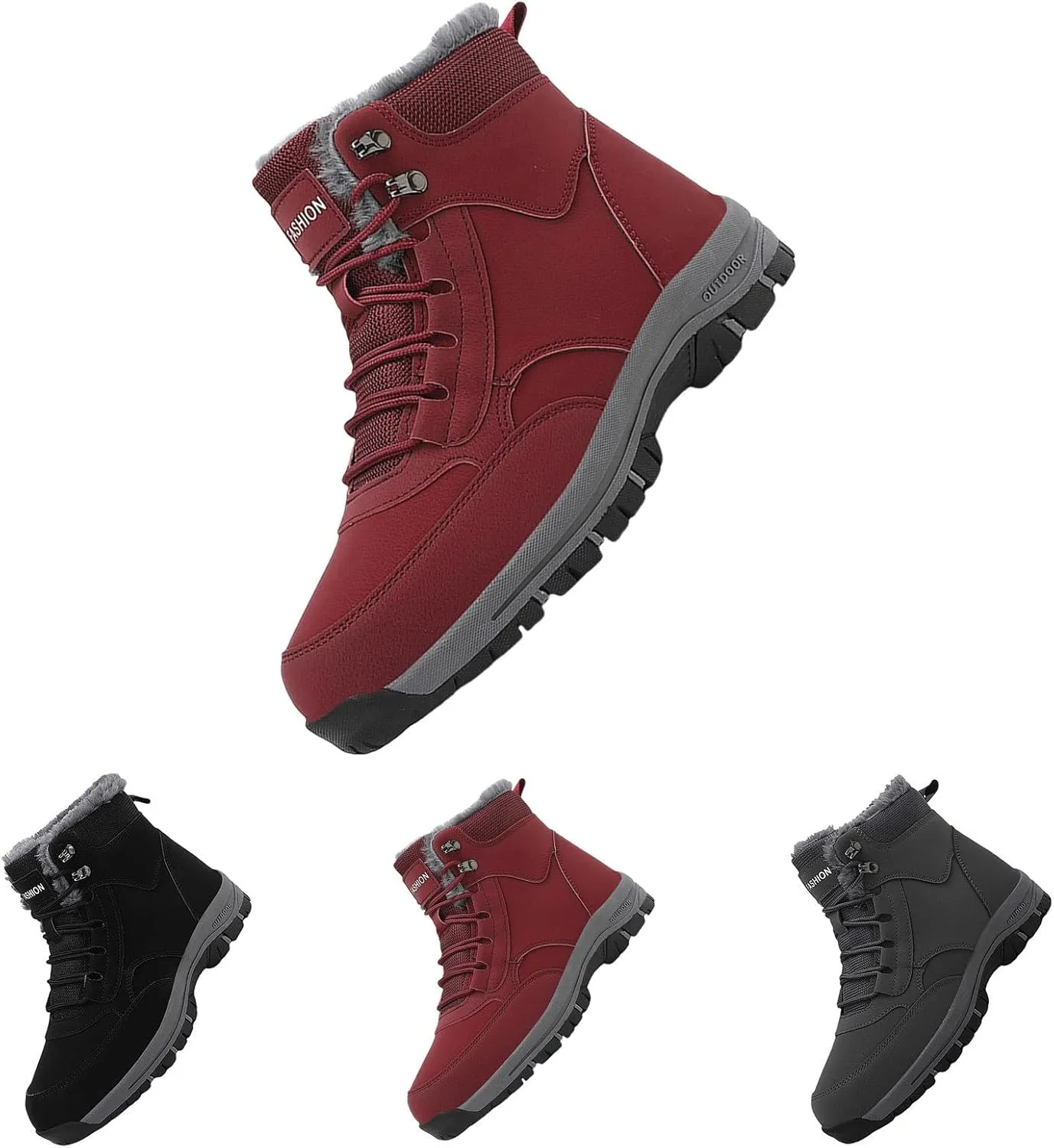 Men Work Boots Wide Width Hiking Sneakers Warm Fur Lined Safety Toe Shoes for Women Insulated Waterproof Outdoor Shoes Lightweight Anti Slip Hike Grounded Footwear