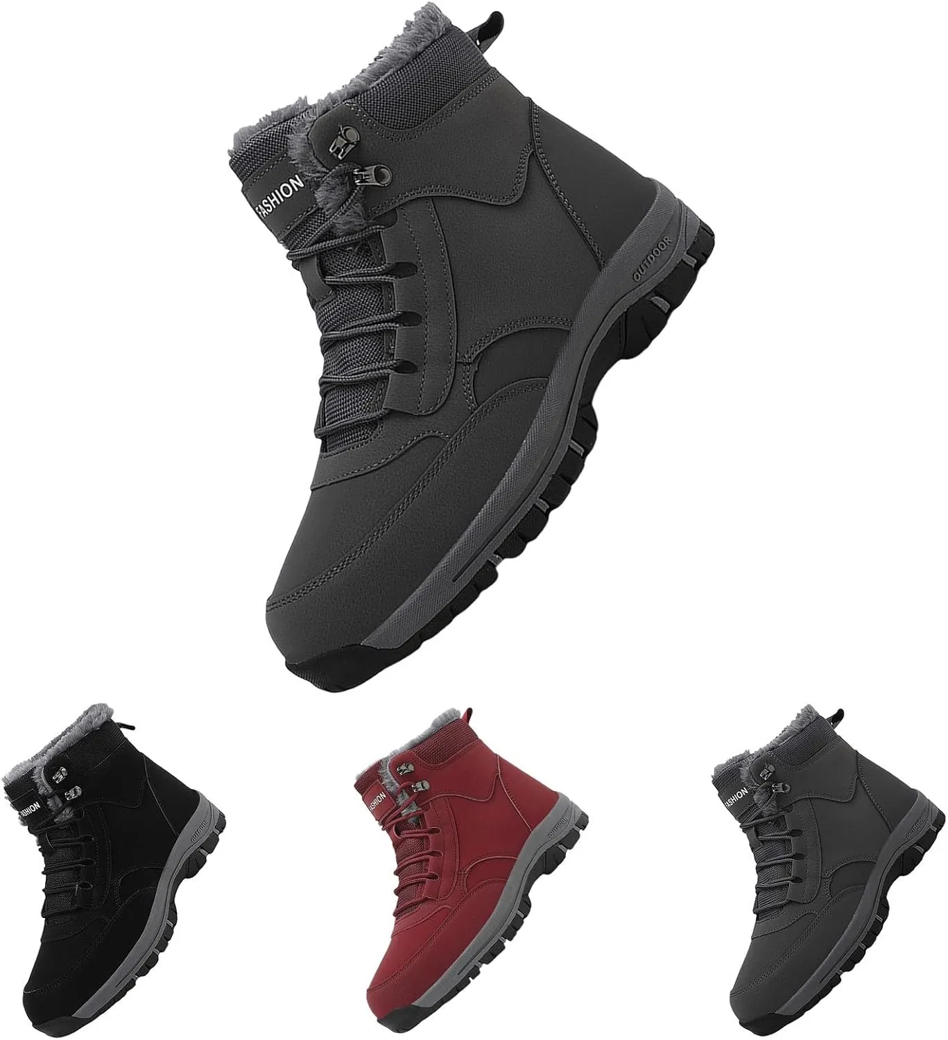 Men Work Boots Wide Width Hiking Sneakers Warm Fur Lined Safety Toe Shoes for Women Insulated Waterproof Outdoor Shoes Lightweight Anti Slip Hike Grounded Footwear