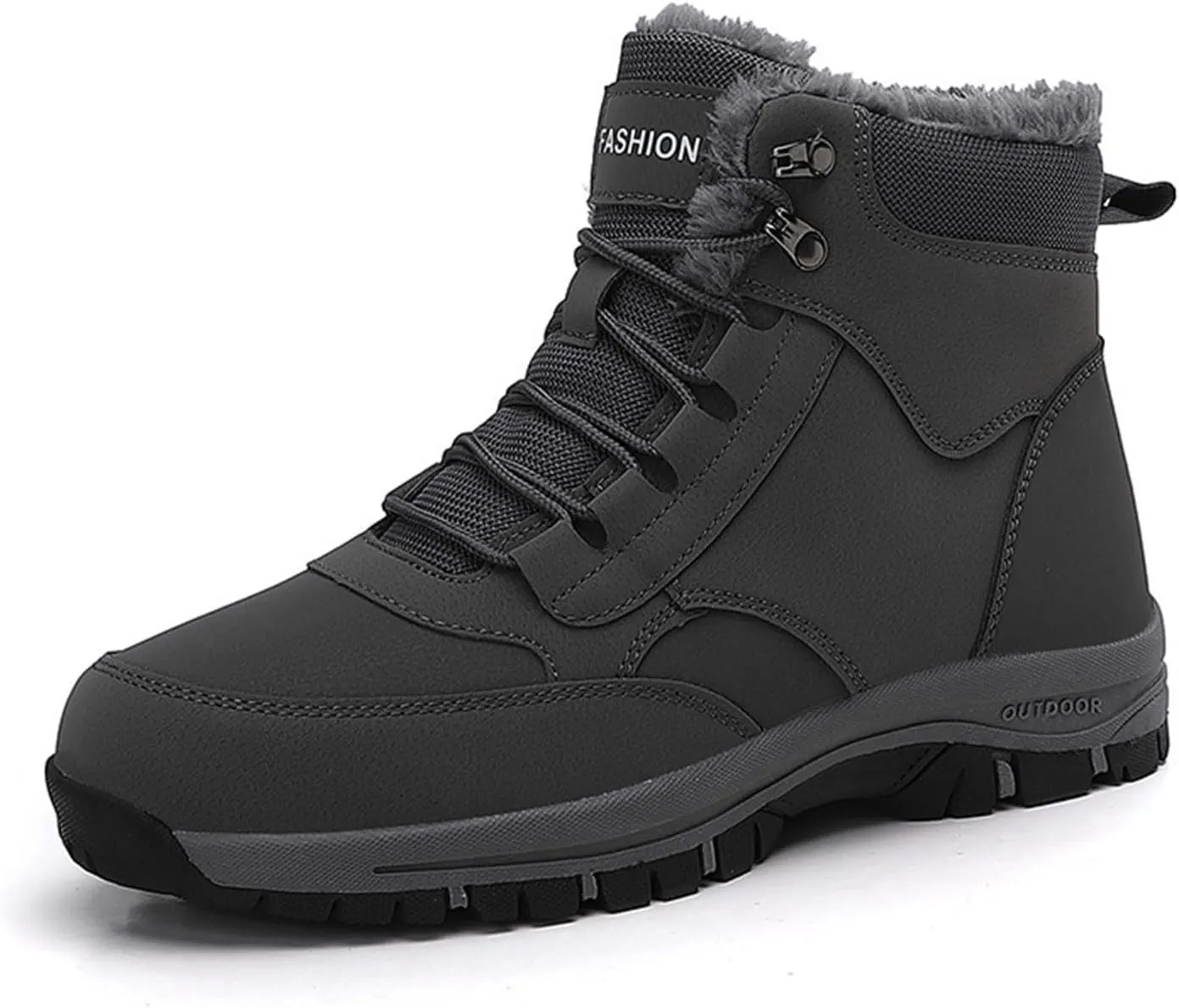 Men Work Boots Wide Width Hiking Sneakers Warm Fur Lined Safety Toe Shoes for Women Insulated Waterproof Outdoor Shoes Lightweight Anti Slip Hike Grounded Footwear