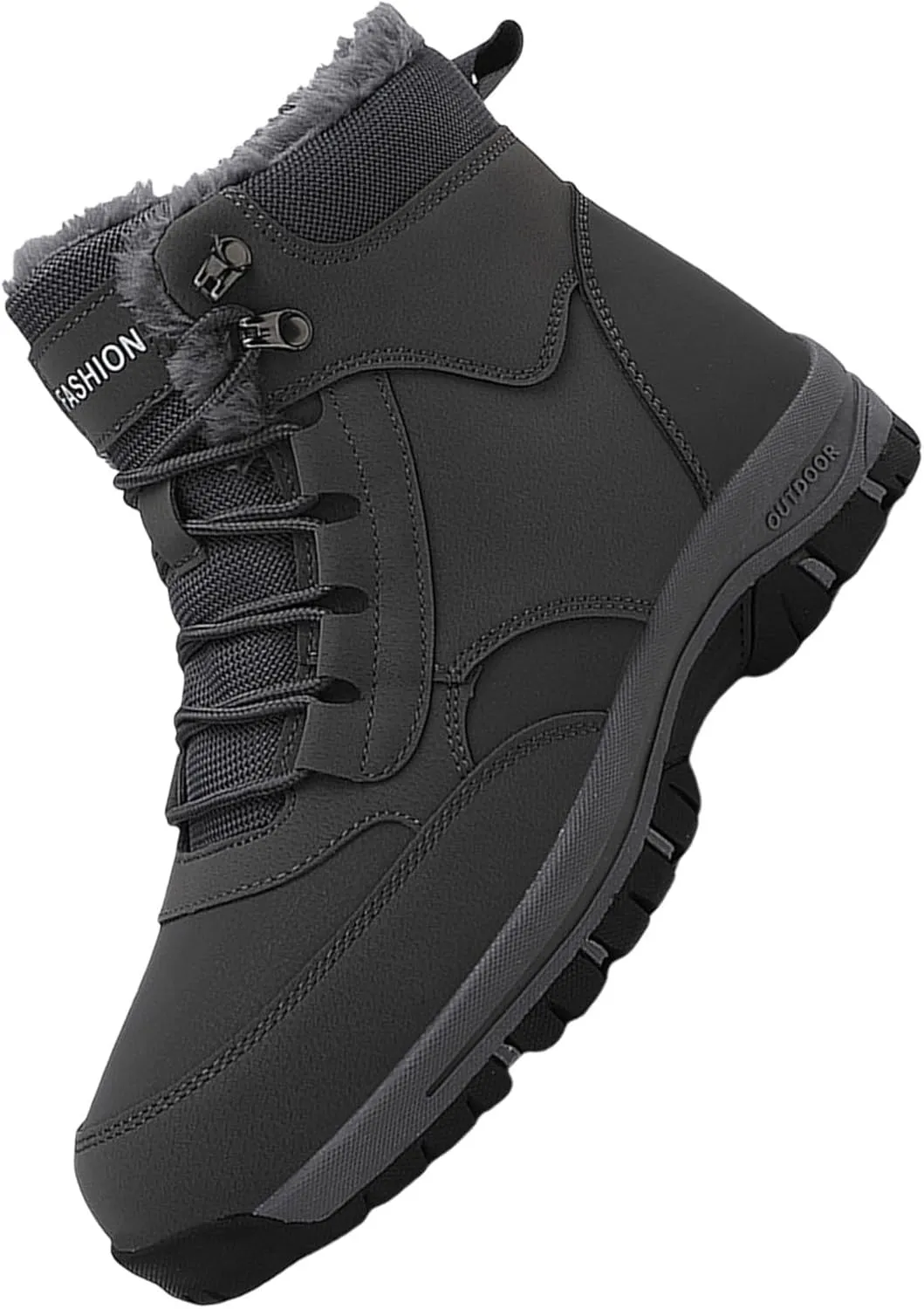 Men Work Boots Wide Width Hiking Sneakers Warm Fur Lined Safety Toe Shoes for Women Insulated Waterproof Outdoor Shoes Lightweight Anti Slip Hike Grounded Footwear