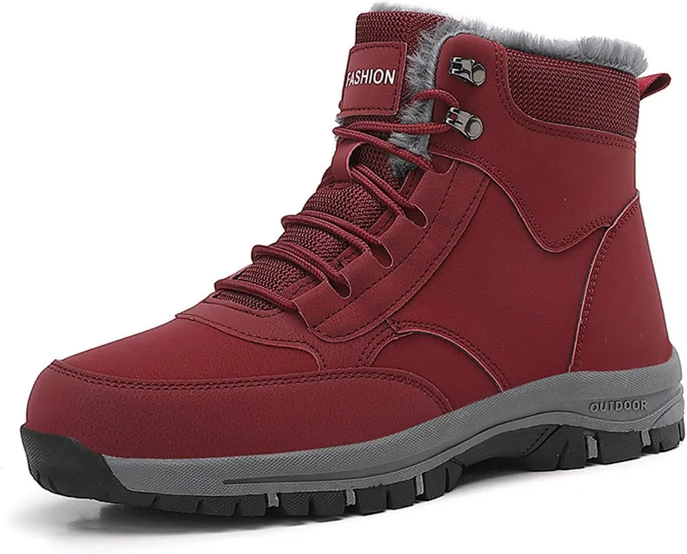 Men Work Boots Wide Width Hiking Sneakers Warm Fur Lined Safety Toe Shoes for Women Insulated Waterproof Outdoor Shoes Lightweight Anti Slip Hike Grounded Footwear