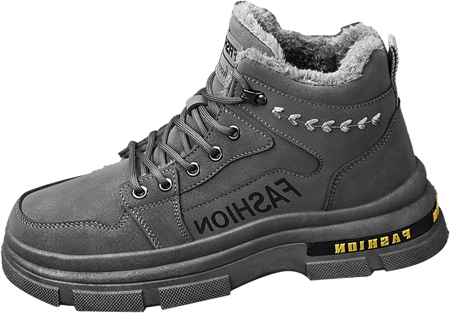 Men Work Boots with Zipper Hiking Sneakers with Warm Fur Lining Workout Shoes for Women Business Casual Platform Sneakers Lightweight Safety Hike Grounded Footwear