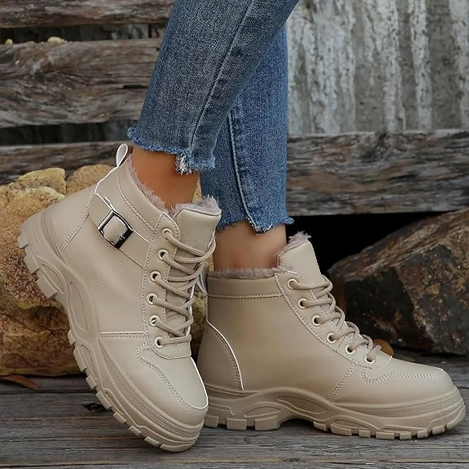 Men Work Boots with Zipper Hiking Sneakers with Warm Fur Lining Workout Shoes for Women Waterproof Waterproof Outdoor Shoes Lightweight Hike Grounded Footwear
