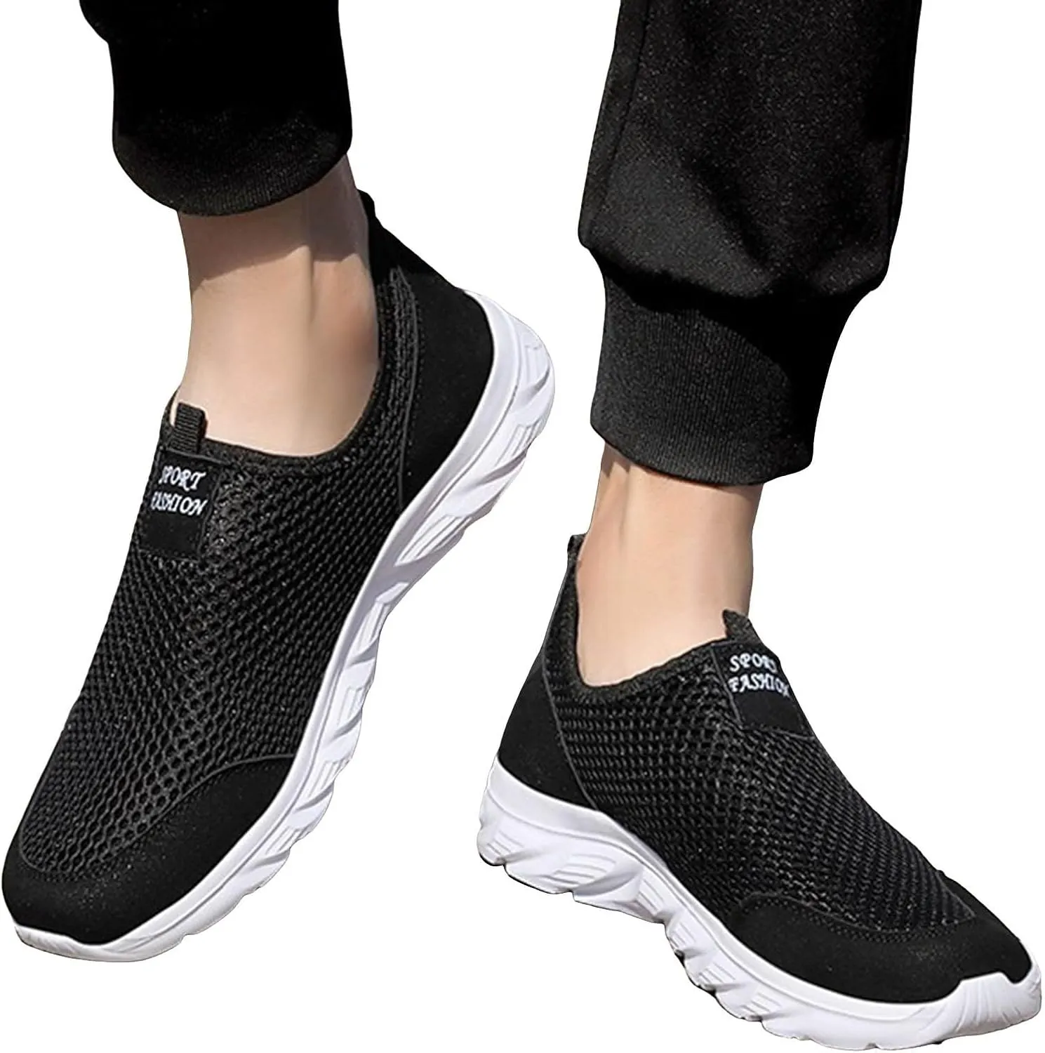 Men's Breathable Barefoot Shoes Lightweight Breathable Walking Shoe Gym Tennis Convenient Elderly Slip on Shoes
