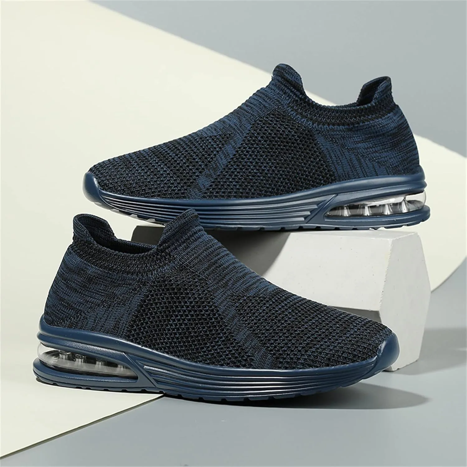 Men's Breathable Mesh Running Shoes Casual Sneaker Mesh Breathable Walking Shoe Convenient Elderly Slip on Shoes