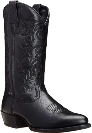 Mens Brown Cowboy Boots Classic Embroidered Snip Toe Wide Calf Mid-Cylinder Leather Country Western Boots Men's Work Boots