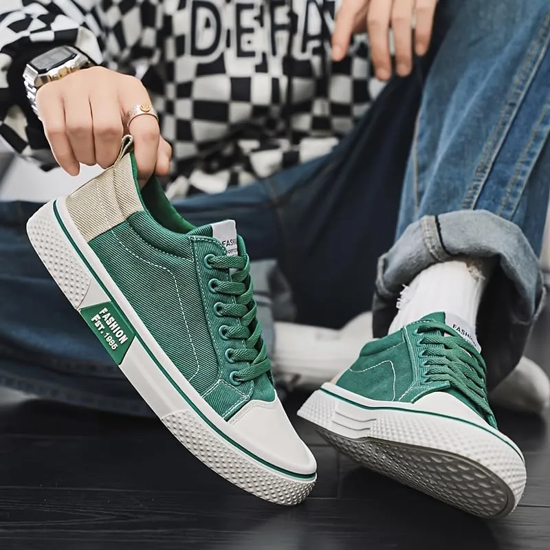 Men's Casual Canvas Sneakers - Classic Street Style Skate Shoes, Low Top, Round Toe, Spring/Autumn