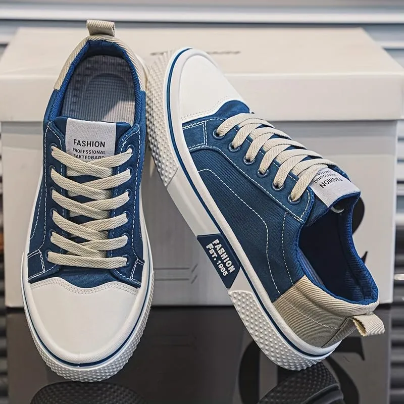 Men's Casual Canvas Sneakers - Classic Street Style Skate Shoes, Low Top, Round Toe, Spring/Autumn