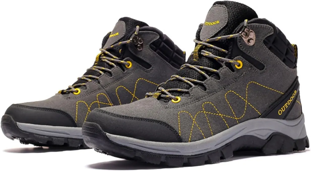 Men's Casual Hiking Boots Outdoor Waterproof Non-Slip Work Boots High Top Trekking Hiking Shoes