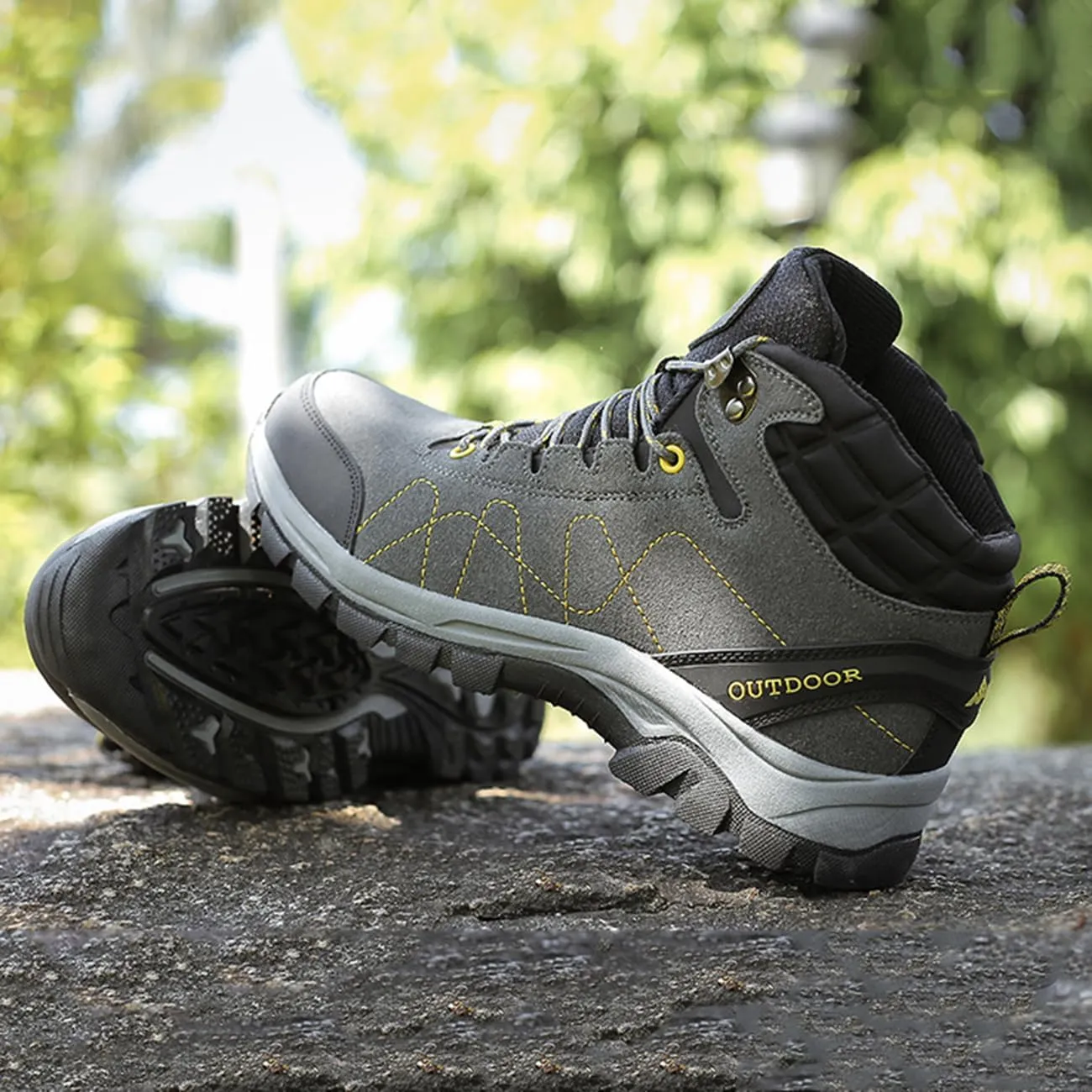 Men's Casual Hiking Boots Outdoor Waterproof Non-Slip Work Boots High Top Trekking Hiking Shoes