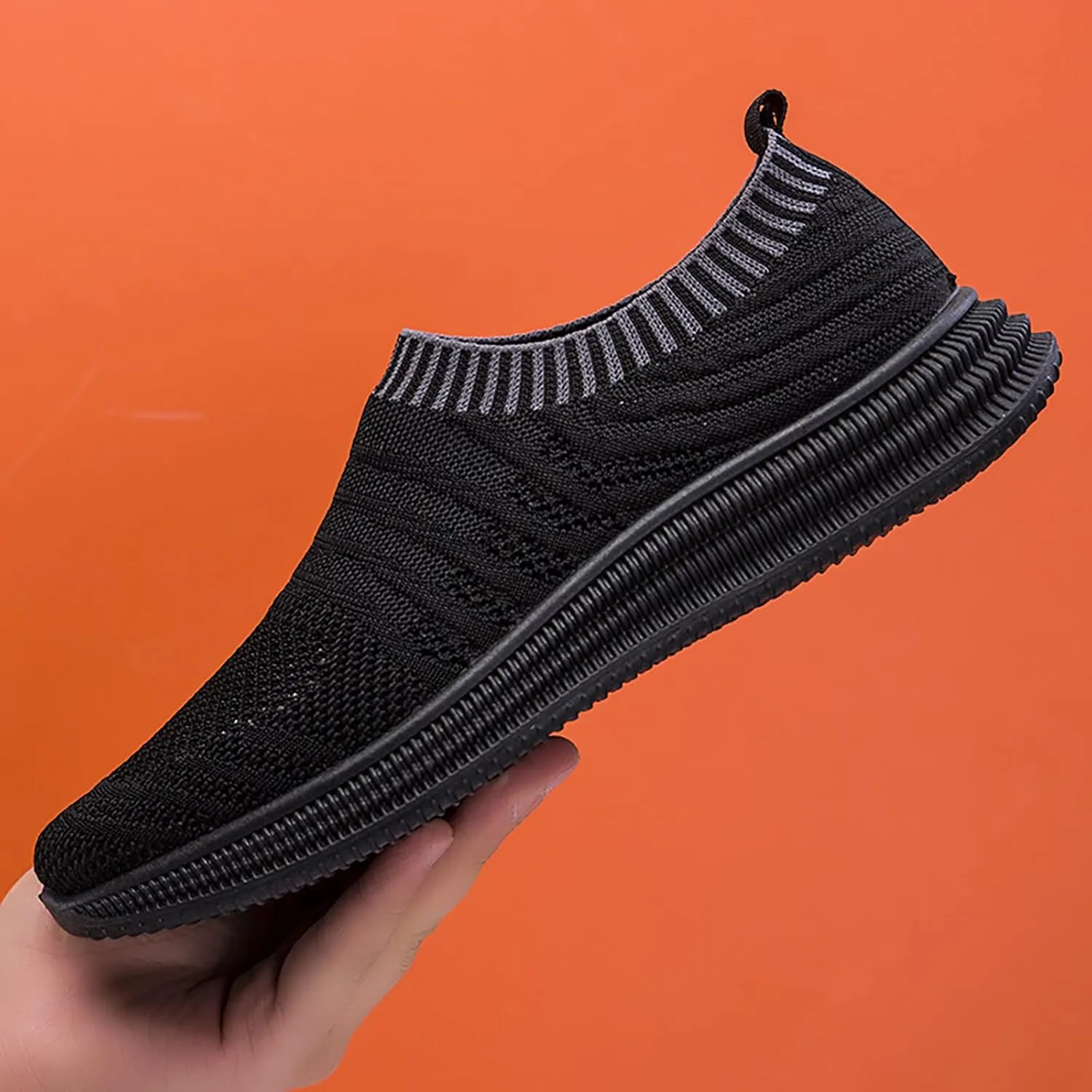 Men's Casual Shoes 2025 Spring and Summer New Fly Woven Mesh Breathable Fashion Daily Walking Simple Lazy Slip on Sneaker Shoes Men All Day Comfort Black Sneakers