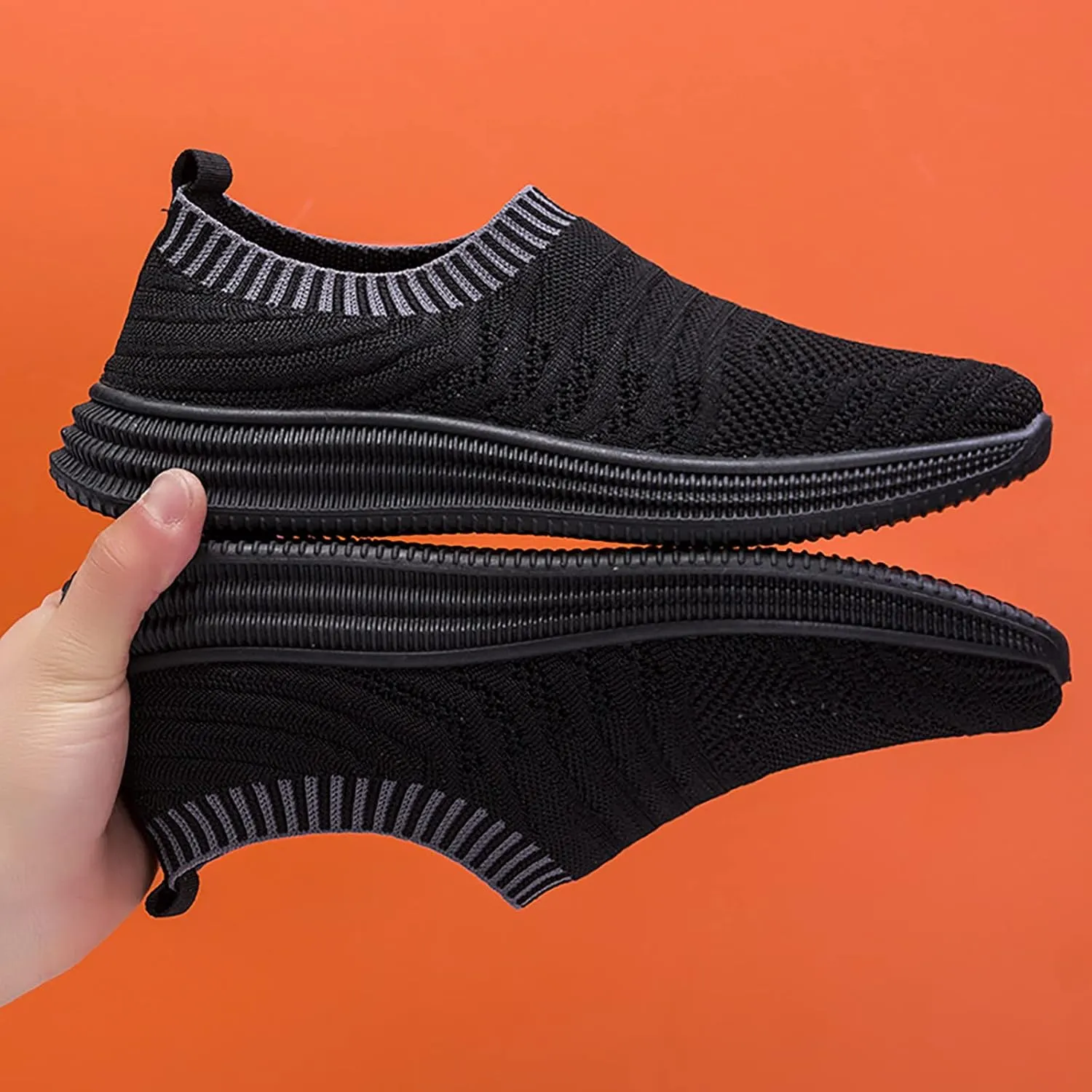 Men's Casual Shoes 2025 Spring and Summer New Fly Woven Mesh Breathable Fashion Daily Walking Simple Lazy Slip on Sneaker Shoes Men All Day Comfort Black Sneakers