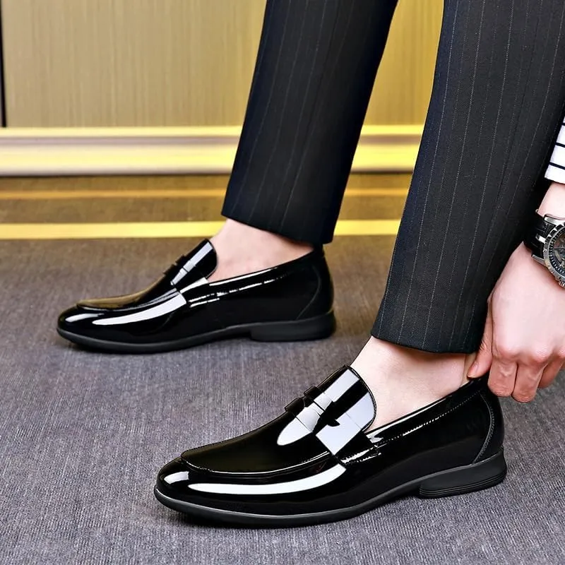 Men's Casual Shoes Fashion Patent Leather Loafers Classic Business Party Shoes Mens Casual Leather Shoes Boots Slip On Walking Driving Loafer Oxford Shoes