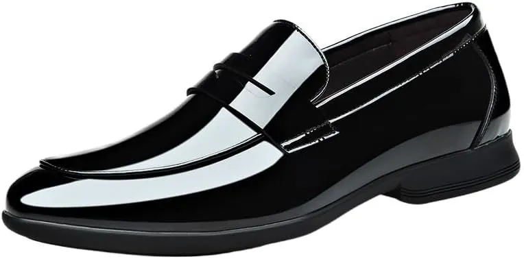 Men's Casual Shoes Fashion Patent Leather Loafers Classic Business Party Shoes Mens Casual Leather Shoes Boots Slip On Walking Driving Loafer Oxford Shoes