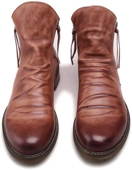 Mens Chelsea Boots Breathable Leather Lightweight Zippered Dress Boots Cowboy Boots Chukka Ankle Boots