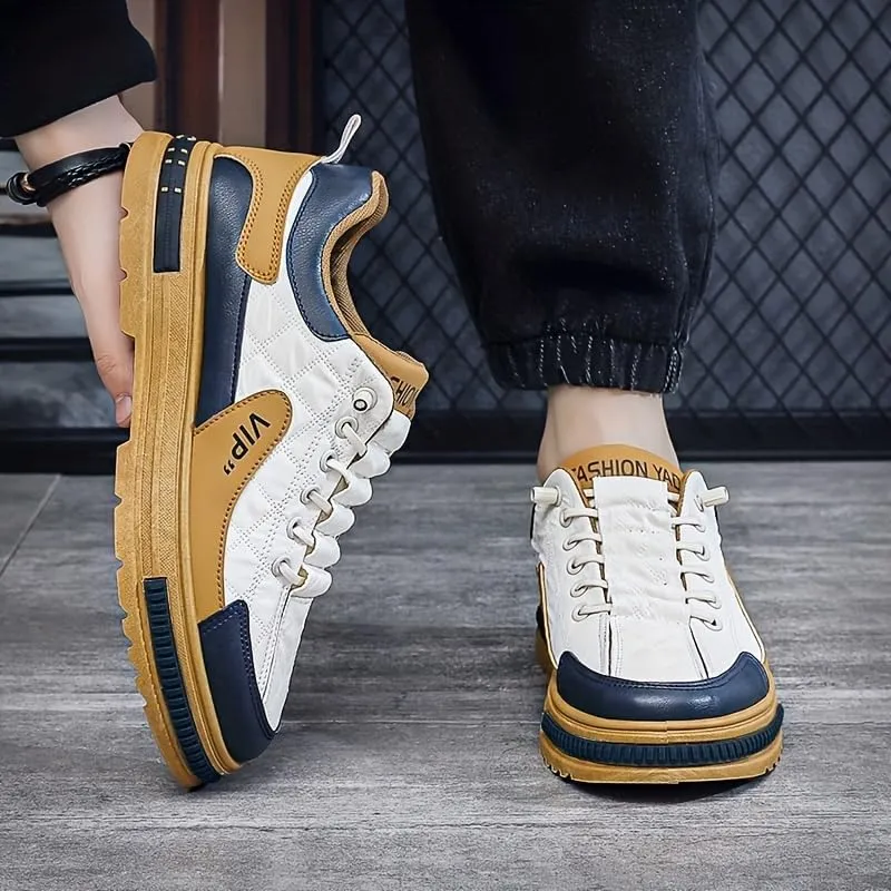 Men's Chic Street Style Colour Block Skateboard Shoes, Comfy Non Slip Casual Sneakers for Men's Outdoor Activities, Men's skater shoes