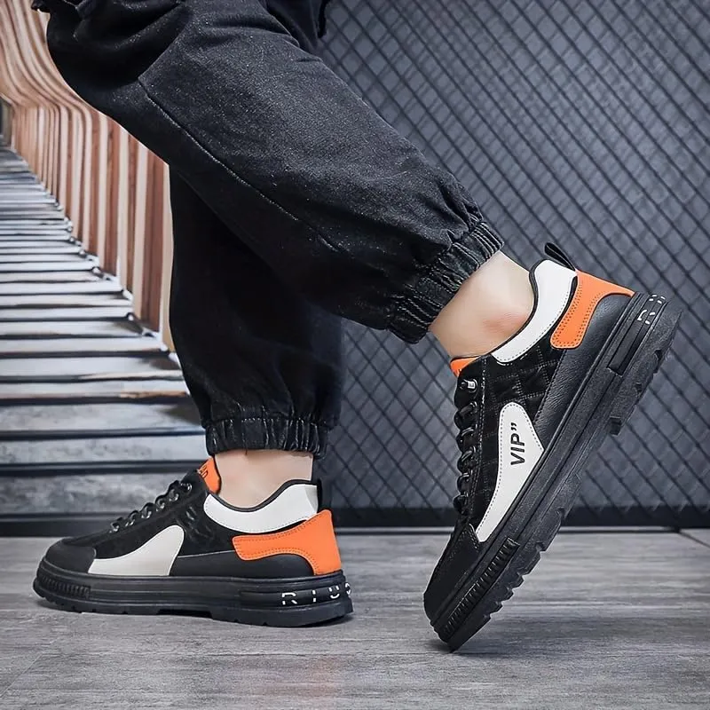 Men's Chic Street Style Colour Block Skateboard Shoes, Comfy Non Slip Casual Sneakers for Men's Outdoor Activities, Men's skater shoes