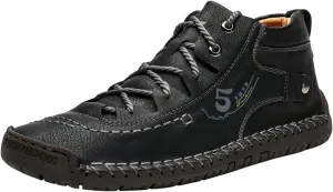 Mens Chukka Boots Casual Leather Shoes Lace up Slip on Lightweight Loafers Mid Top Walking Driving Shoe