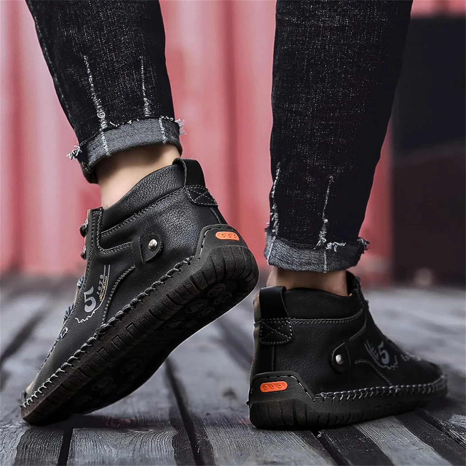 Mens Chukka Boots Casual Leather Shoes Lace up Slip on Lightweight Loafers Mid Top Walking Driving Shoe