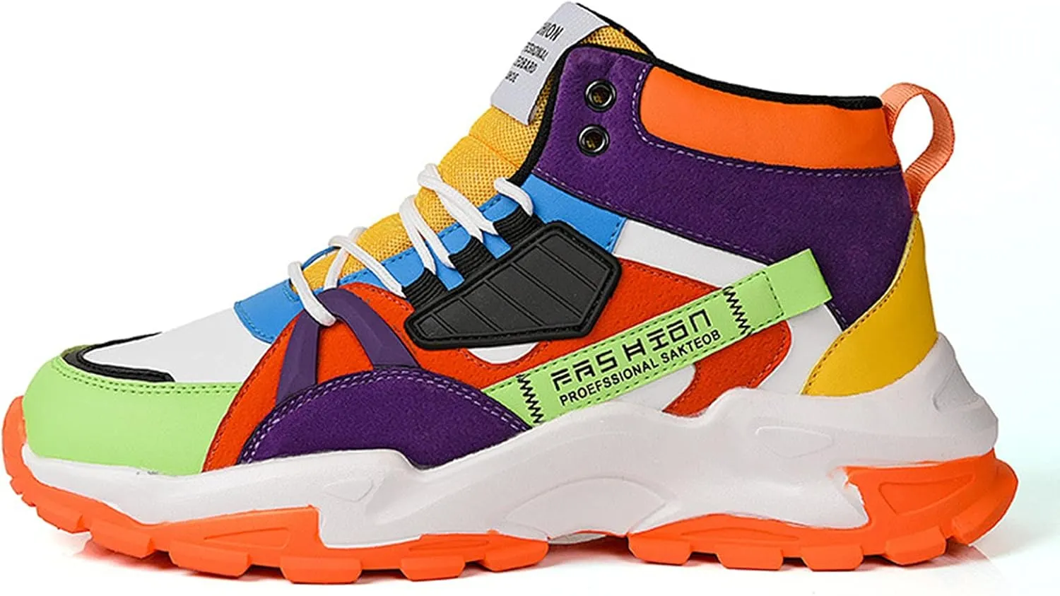 Men's Color Block Fashion Sneakers Walking Casual Athletic Shoes Chunky Platform Sneakers