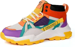 Men's Color Block Fashion Sneakers Walking Casual Athletic Shoes Chunky Platform Sneakers