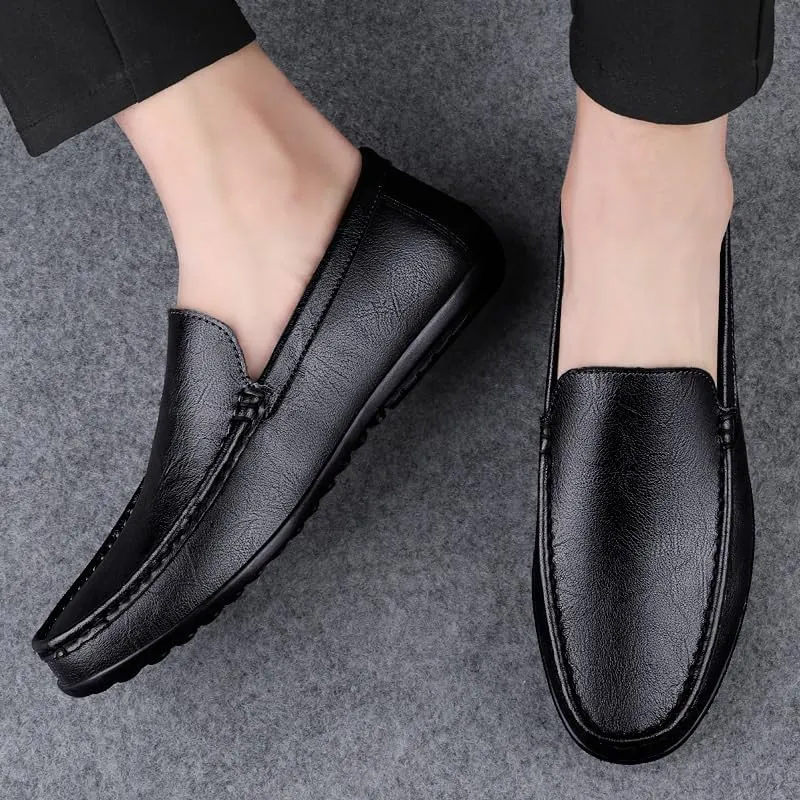 Mens Dress Shoes PU Leather Fashion Men Business Dress Loafers Pointy Black Shoes Oxford Breathable Formal Wedding Shoes