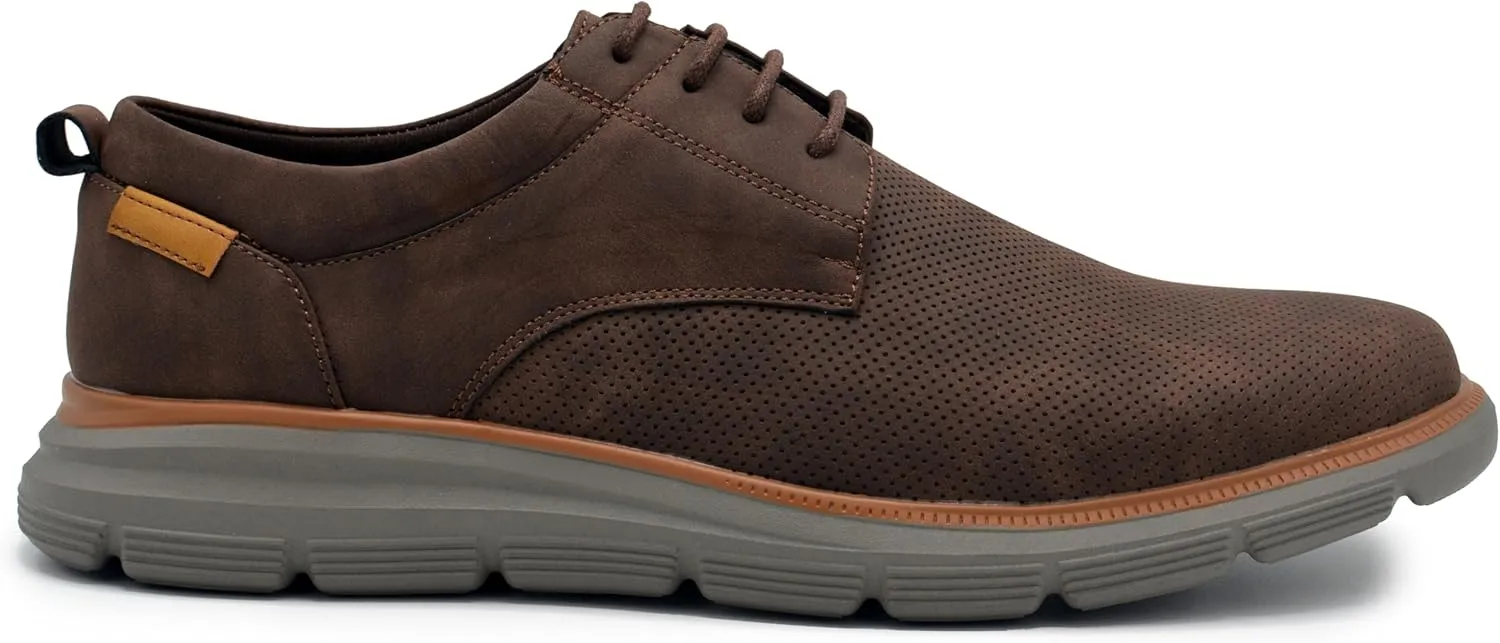 Men's EGLON Oxford, Lightweight Lace-Up Sneakers, Casual Perforated Leather Shoes, Comfortable Everyday Wear (Sizes 8-12)