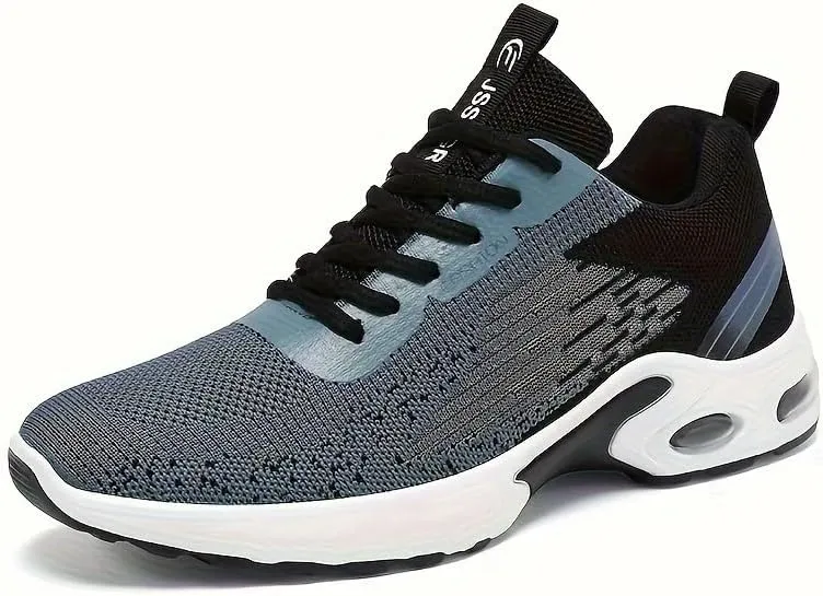 Men's Fashion Color Block Breathable Lace-Up Road Running Shoes, Comfortable Non-Slip Wear-Resistant Sports Sneakers, All-Season Casual