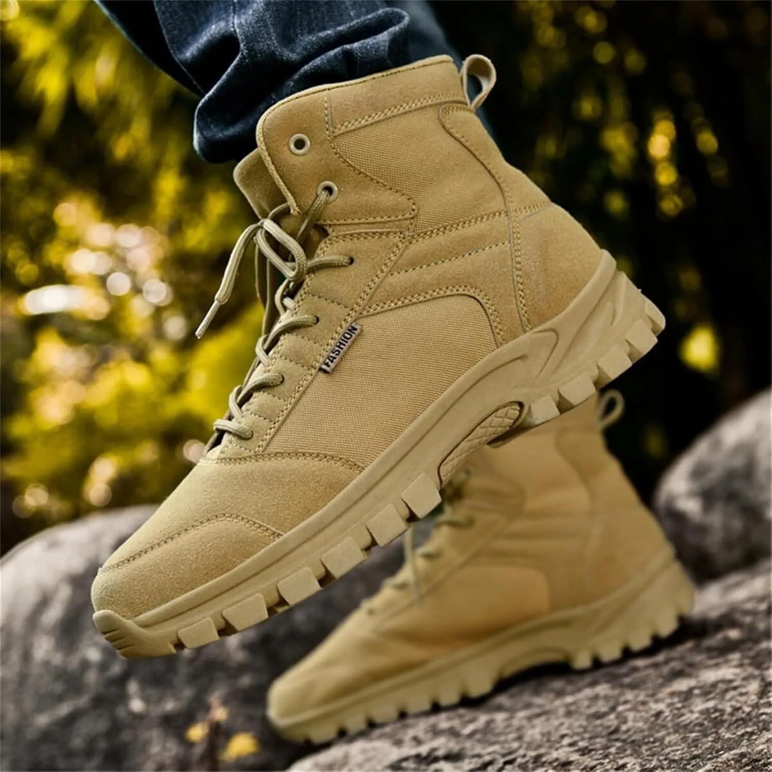 Men's Fashion Lace-Up Breathable Military Boots Ankle Boots High Top Casual Work Outdoor Hiking Shoes Lightweight Shoes Trekking Boots for Men
