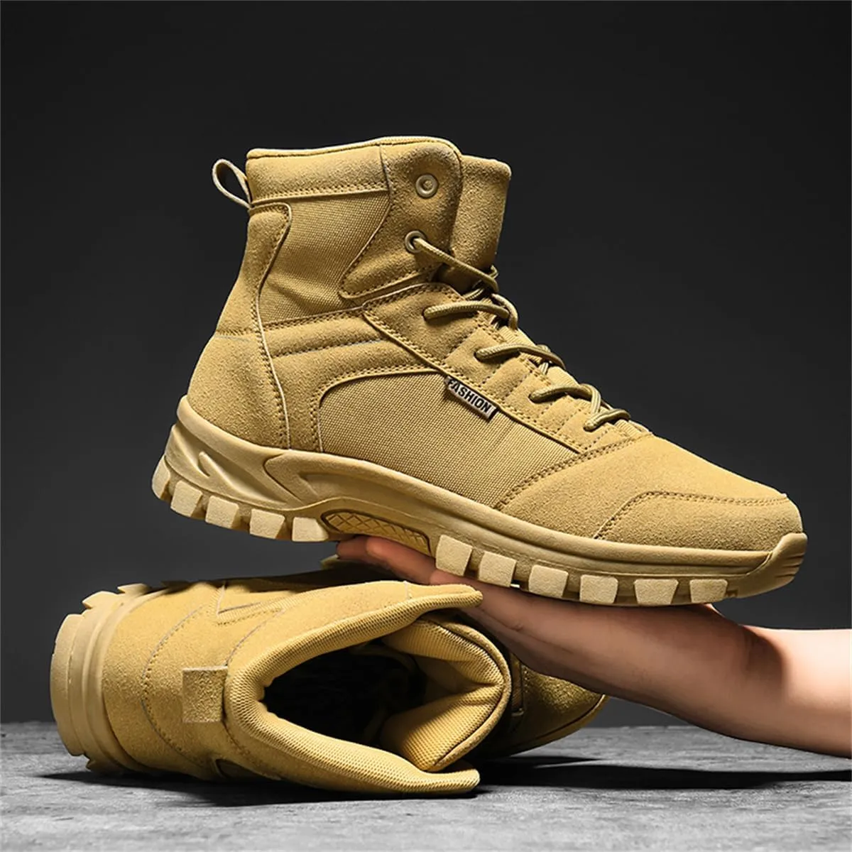 Men's Fashion Lace-Up Breathable Military Boots Ankle Boots High Top Casual Work Outdoor Hiking Shoes Lightweight Shoes Trekking Boots for Men